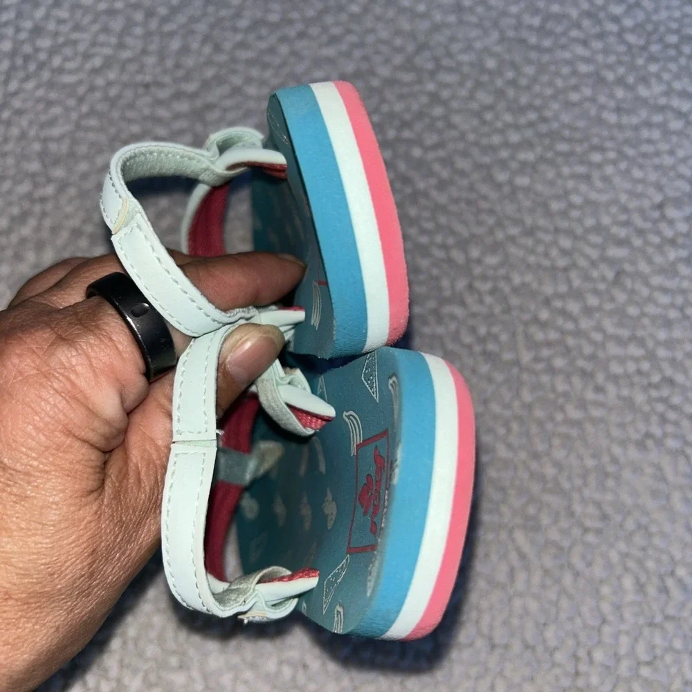 Reef Little Ahi Toddler Kids Sandals Teal Fruit Print Flip Flops Backstrap 11/12